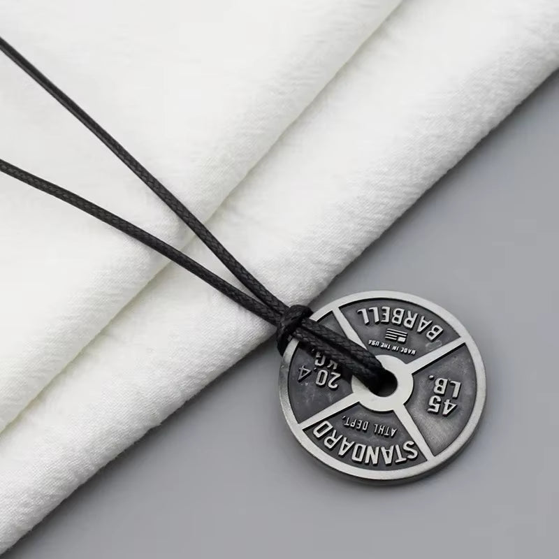 Weightlifting Plates-Barbell Dumbbell Pendant Necklace